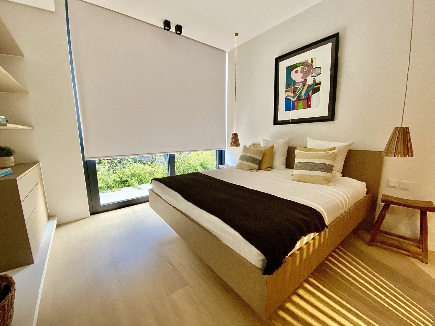 Light-filter roller blind in a 70mm cassette, bedroom, by Total Blind Design, Cape Town